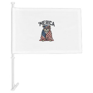 Patriotic Bulldog 'Merica Vintage Vector Shirt Des Car Flag