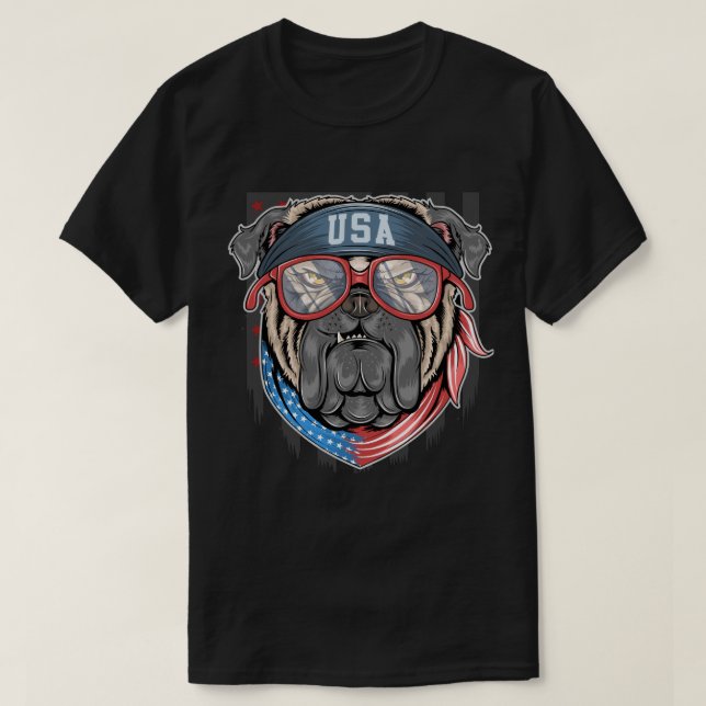 Patriotic Bulldog T-Shirt (Design Front)