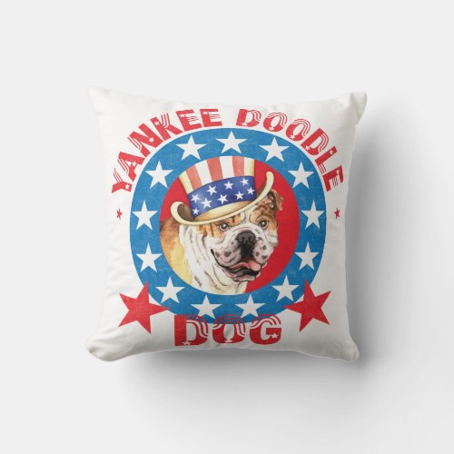 Patriotic Bulldog Throw Pillow