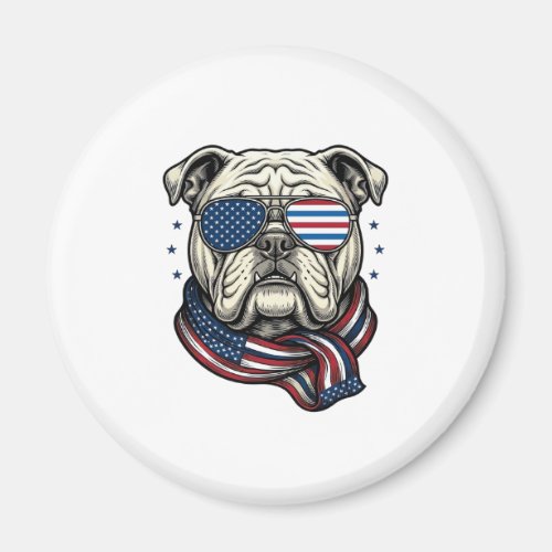 Patriotic Bulldog Vintage Engraving Shirt Design_1 Magnet