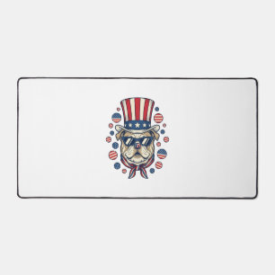 Patriotic Bulldog Vintage Engraving Shirt Design ( Desk Mat