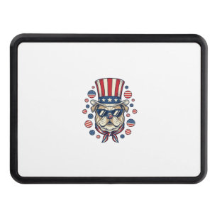 Patriotic Bulldog Vintage Engraving Shirt Design ( Hitch Cover