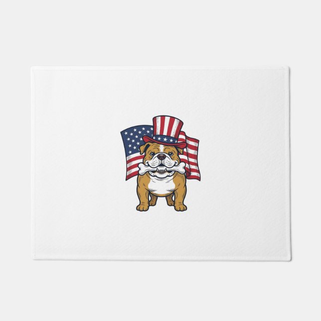 Patriotic Bulldog With Flag Vector Design_1 Doormat (Front)