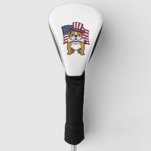 Patriotic Bulldog With Flag Vector Design_1 Golf Head Cover