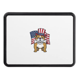 Patriotic Bulldog With Flag Vector Design_1 Hitch Cover