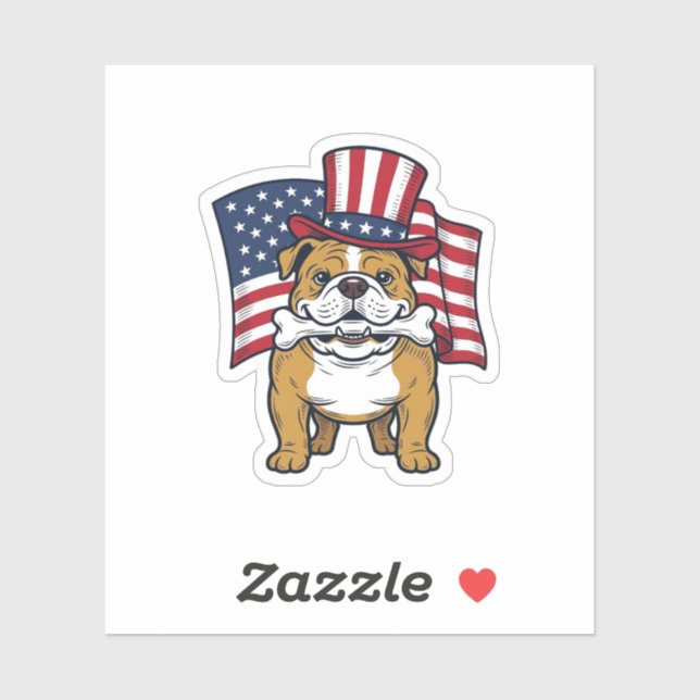 Patriotic Bulldog With Flag Vector Design_1 Sticker (Sheet)