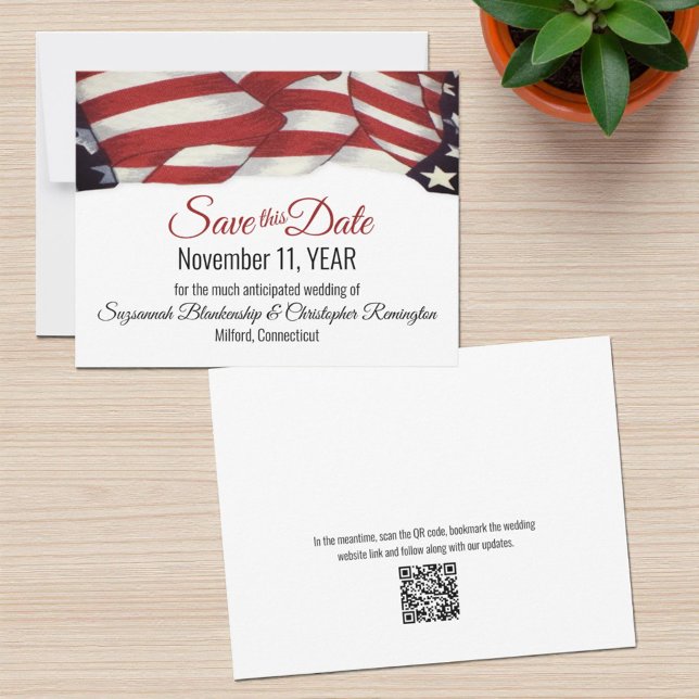 Patriotic Bunting Custom Photo Back Save The Date  Announcement (Print version save the date template)