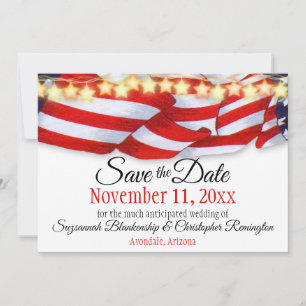 Patriotic Bunting Custom Photo Save The Date Announcement