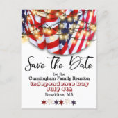 Patriotic Bunting Family Reunion Save The Date Announcement Postcard (Front)