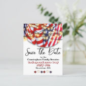 Patriotic Bunting Family Reunion Save The Date Announcement Postcard (Standing Front)