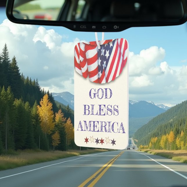 Patriotic Bunting God Bless America Template Air Freshener (Same design on both sides of car air freshener)