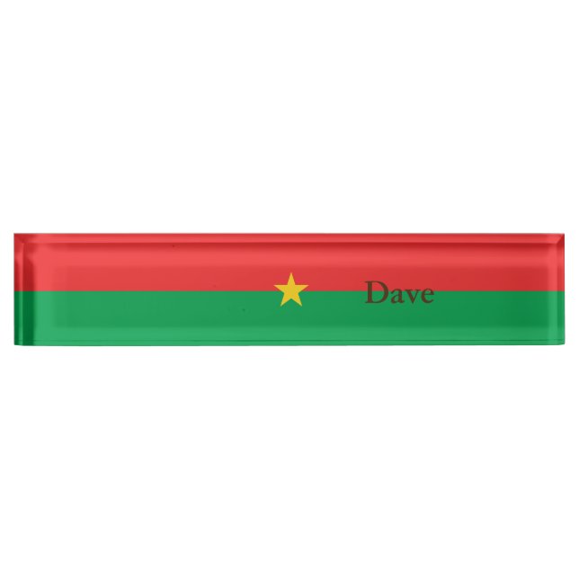 Patriotic Burkina Faso Flag Desk Name Plate (Front)