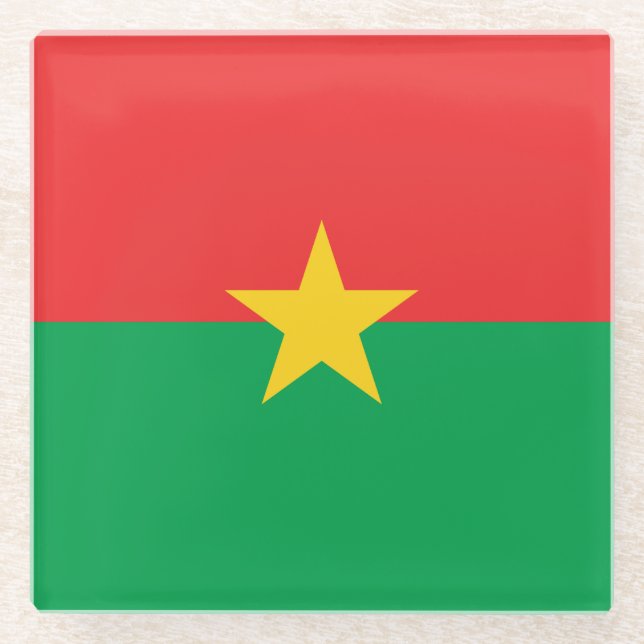 Patriotic Burkina Faso Flag Glass Coaster (Front)