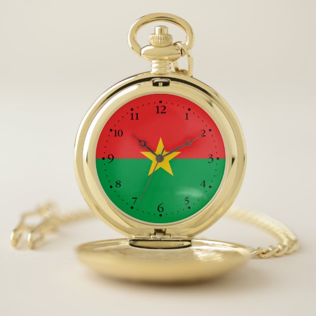 Patriotic Burkina Faso Flag Pocket Watch (Inside)