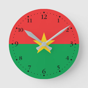 Patriotic Burkina Faso Flag Round Clock
