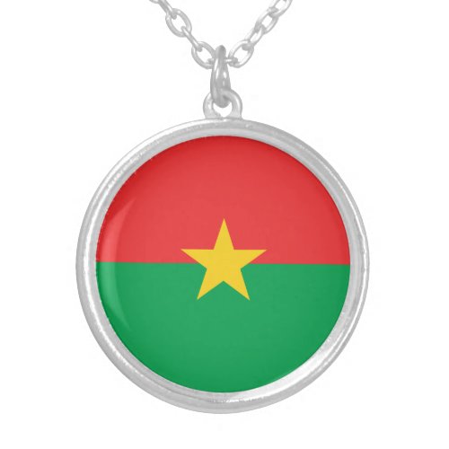 Patriotic Burkina Faso Flag Silver Plated Necklace