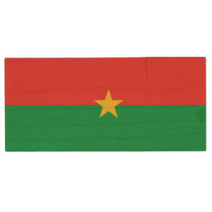 Patriotic Burkina Faso Flag Wood Flash Drive