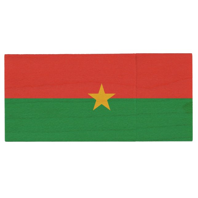 Patriotic Burkina Faso Flag Wood Flash Drive (Front)