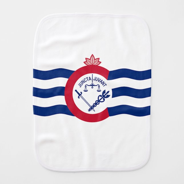 Patriotic burp cloth with Flag of Cincinnati (Front)
