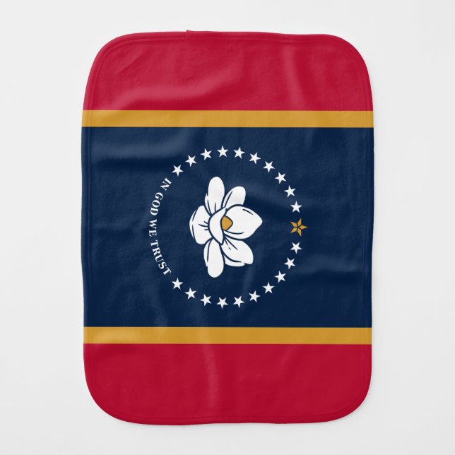 Patriotic burp cloth with Flag of Mississippi (Front)