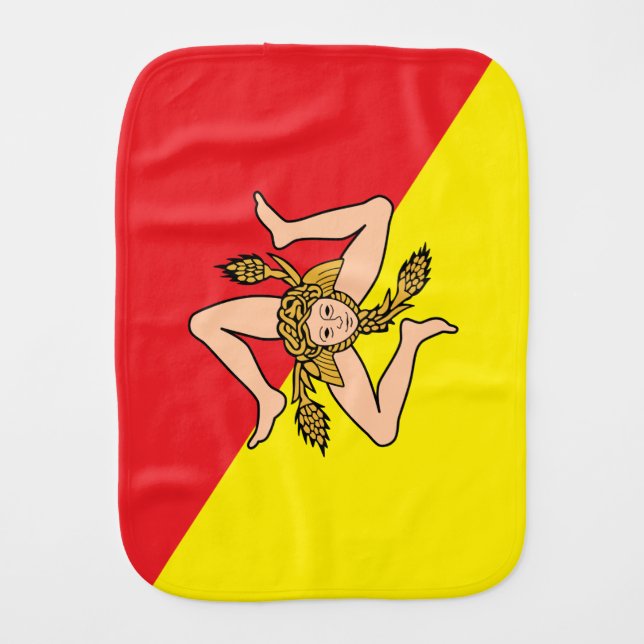 Patriotic burp cloth with Flag of Sicily, Italy (Front)