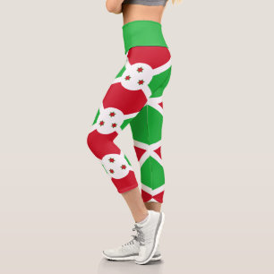 Patriotic Burundi Flag Capri Leggings