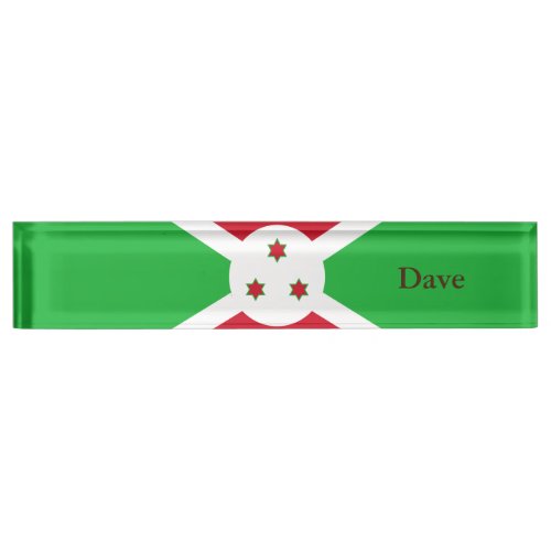 Patriotic Burundi Flag Desk Name Plate