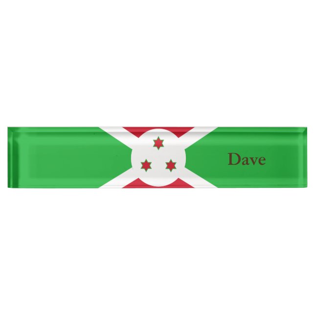 Patriotic Burundi Flag Desk Name Plate (Front)