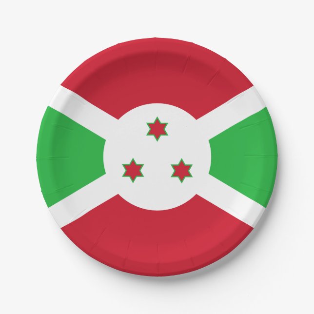 Patriotic Burundi Flag Paper Plates (Front)