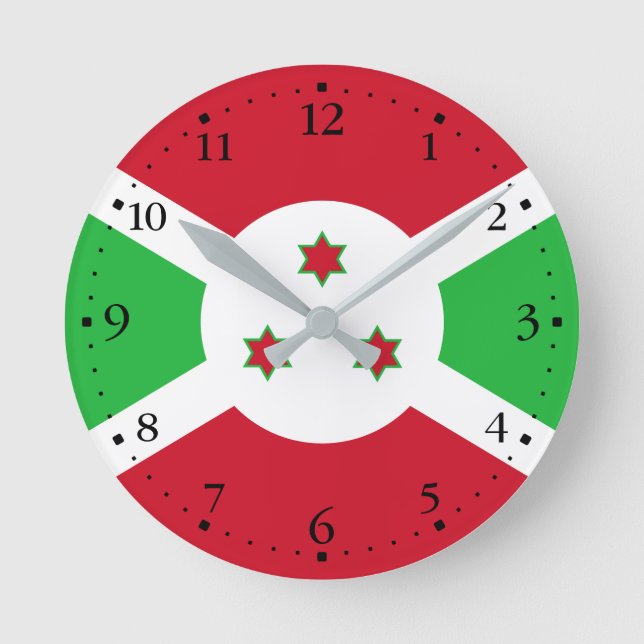 Patriotic Burundi Flag Round Clock (Front)