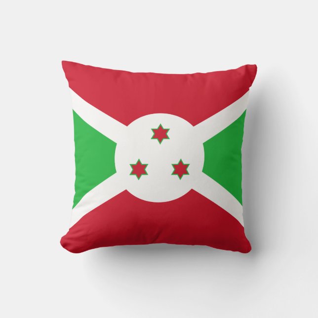 Patriotic Burundi Flag Throw Pillow (Front)