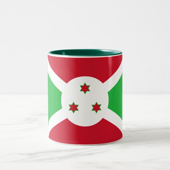 Patriotic Burundi Flag Two-Tone Coffee Mug (Center)