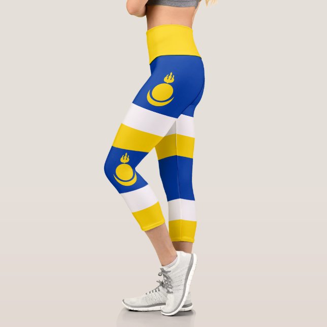 Patriotic Buryatia Flag Capri Leggings (Left)