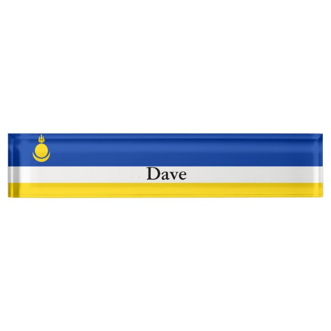 Patriotic Buryatia Flag Desk Name Plate (Front)