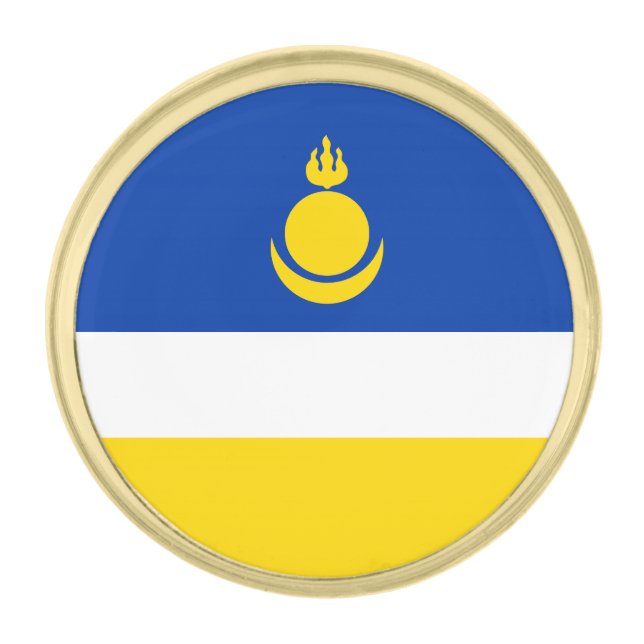 Patriotic Buryatia Flag Gold Finish Lapel Pin (Front)