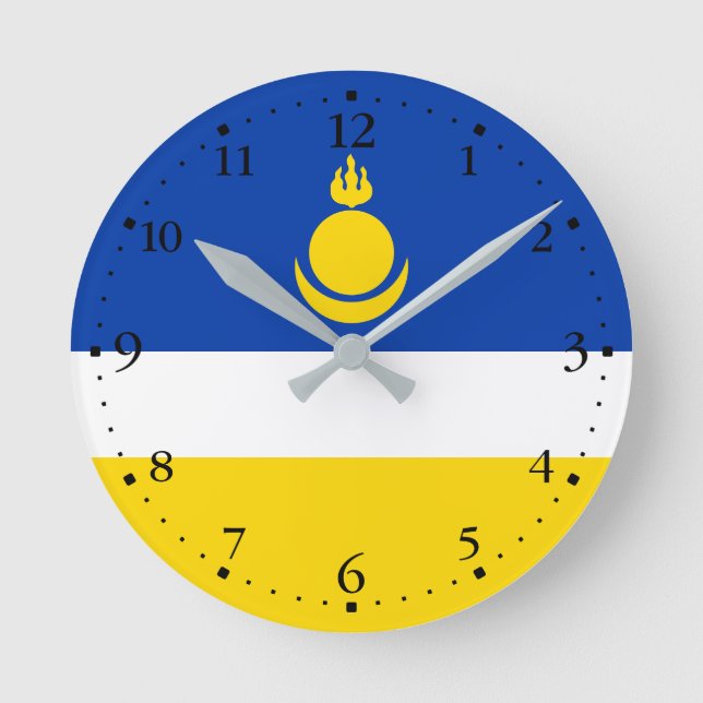 Patriotic Buryatia Flag Round Clock (Front)