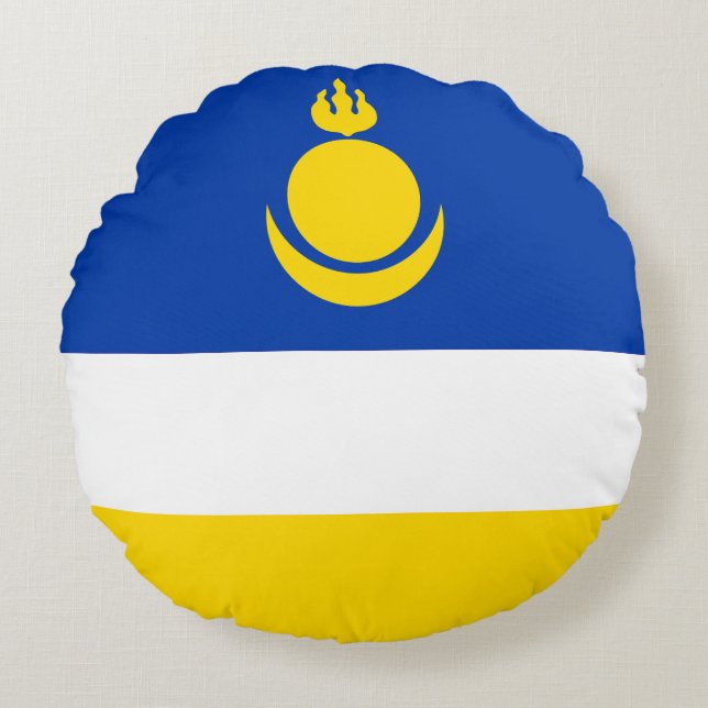 Patriotic Buryatia Flag Round Pillow (Front)