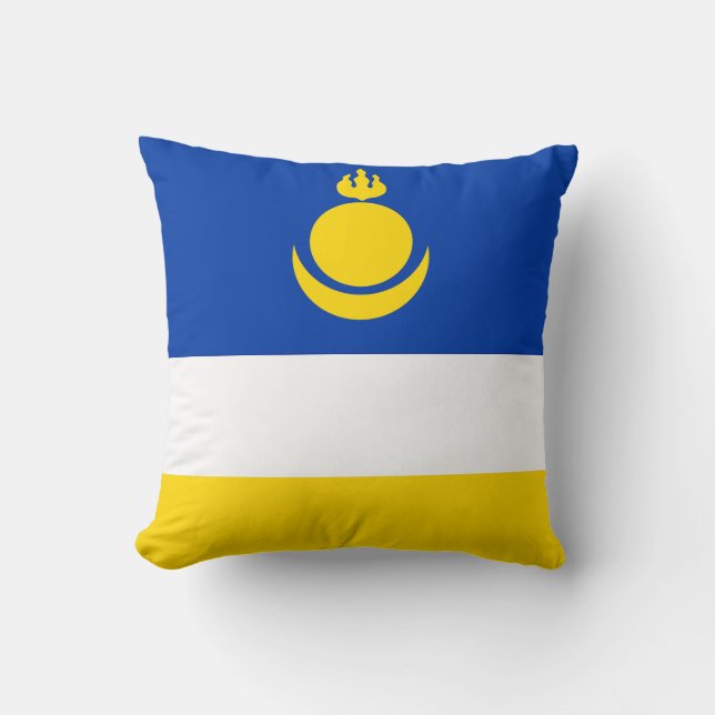 Patriotic Buryatia Flag Throw Pillow (Front)