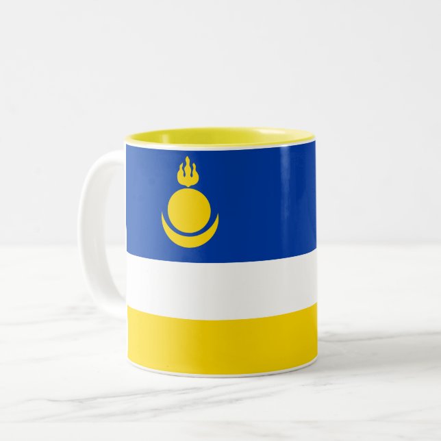 Patriotic Buryatia Flag Two-Tone Coffee Mug (Front Left)