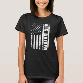 Patriotic Bus Driver Job Work American Flag Usa Bu T-Shirt