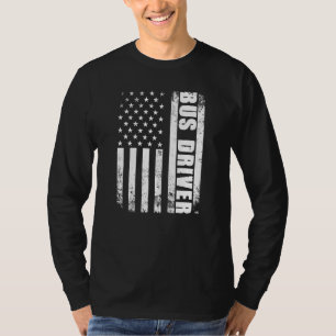Patriotic Bus Driver Job Work American Flag Usa Bu T-Shirt