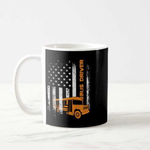 Patriotic Bus Driver USA American Flag School Bus  Coffee Mug