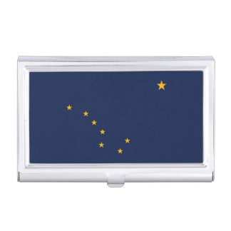 Patriotic business card holder with Alaska Flag
