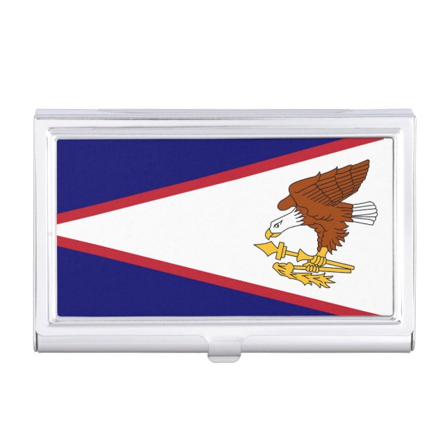 Patriotic business card holder with American Samoa (Front)