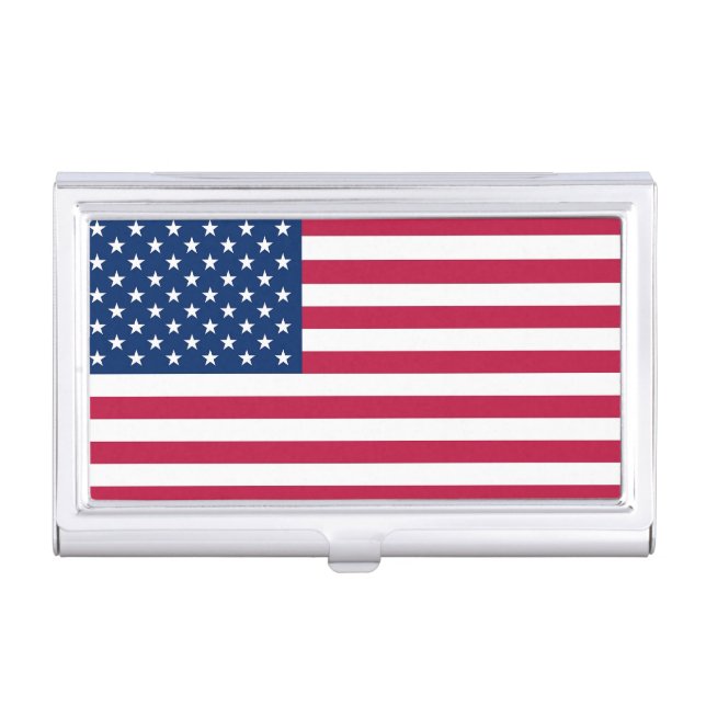 Patriotic business card holder with Flag of USA (Front)