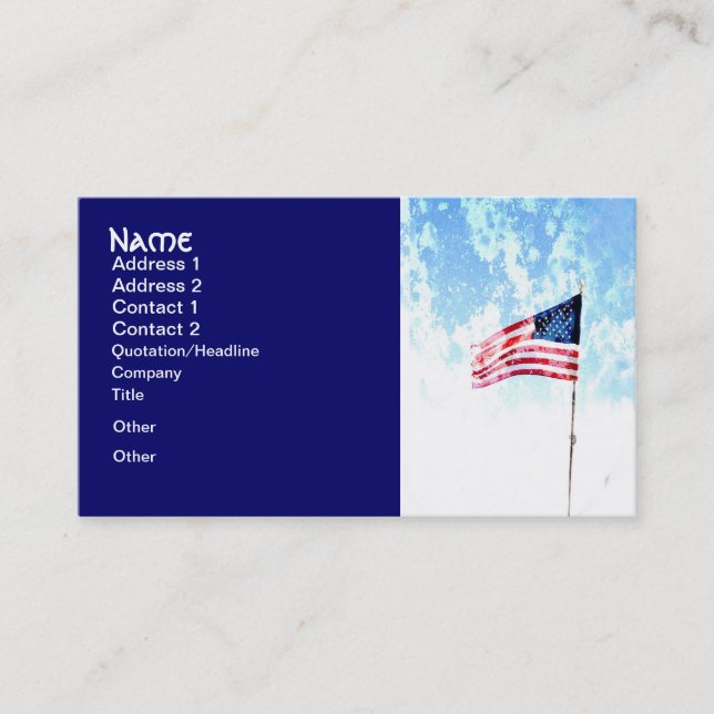patriotic business cards American US flag art (Front)