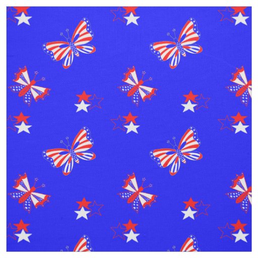 Patriotic Butterflies and Stars Fabric