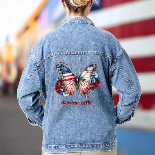 Patriotic Butterfly American Babe Denim Jacket