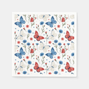 Patriotic Butterfly and Floral Pattern Napkins