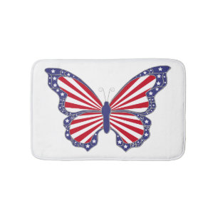 Patriotic Butterfly Bath Mat